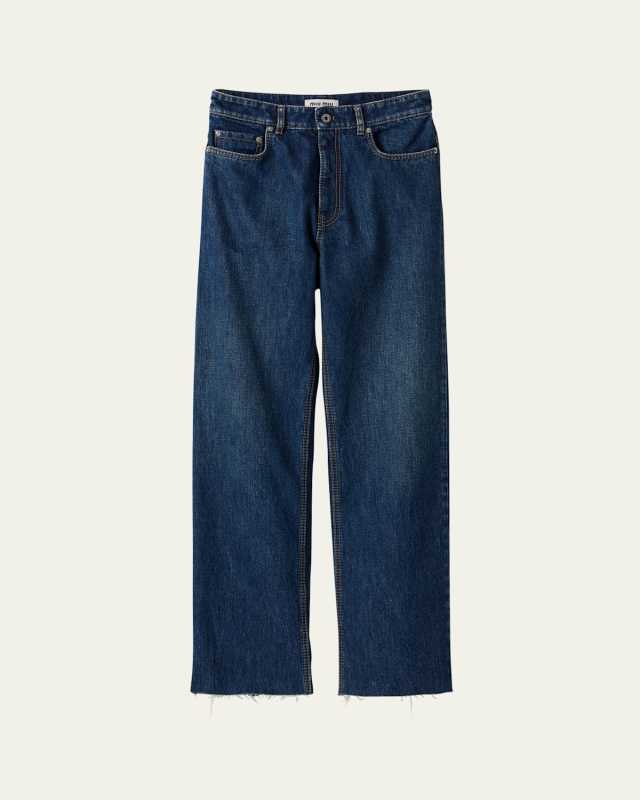 Mid Rise Raw Hem Jeans